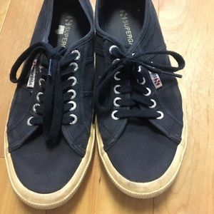 Navy blue superga shoes, size 10W